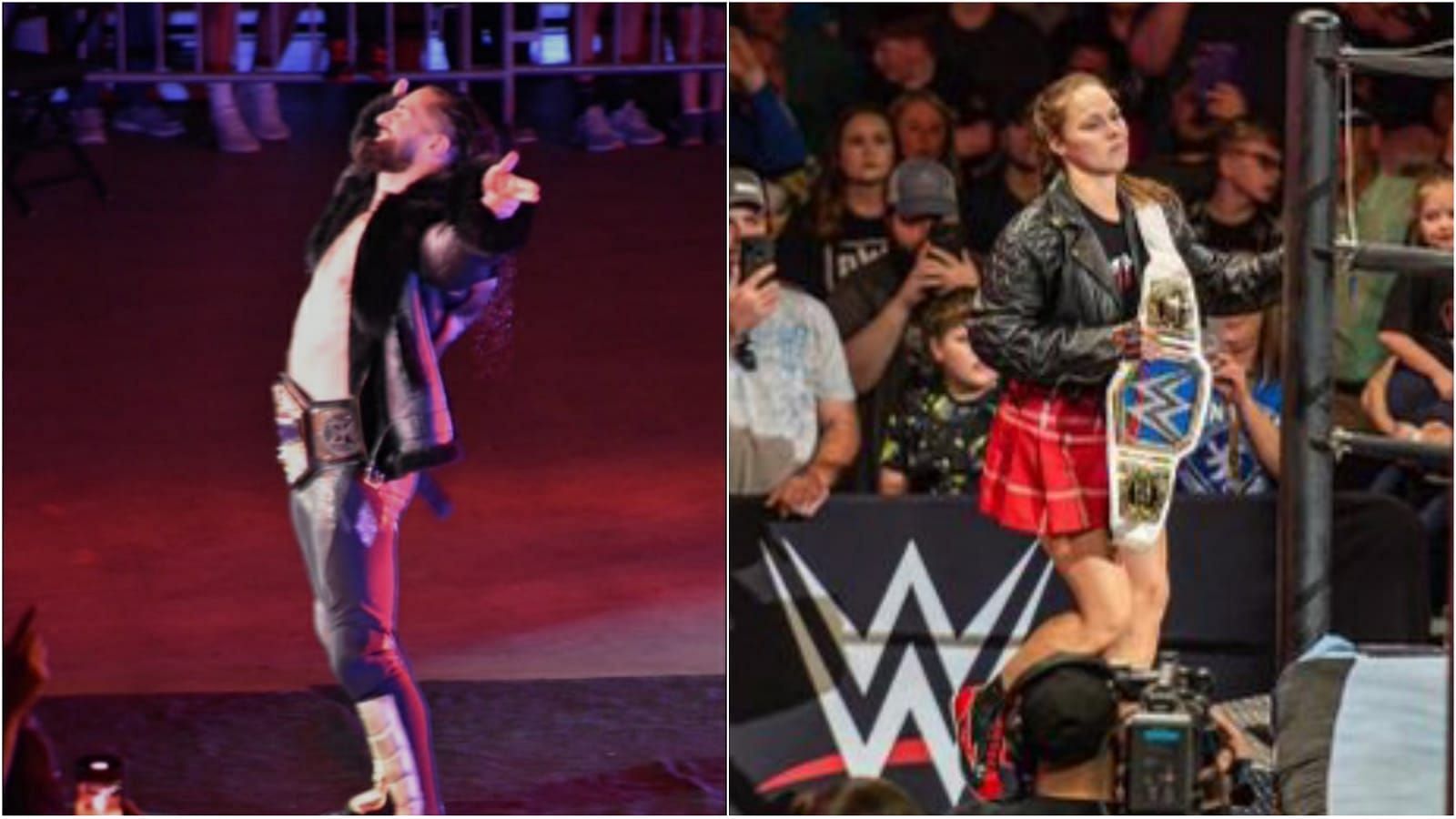 Seth Rollins (left) and Ronda Rousey (right)