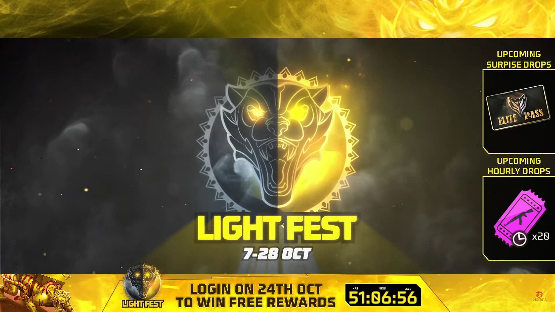 Free Fire MAX&#039;s Light Fest Livestream began at 8:30 pm, while the first redeem code dropped at 9 pm (Image via Garena)