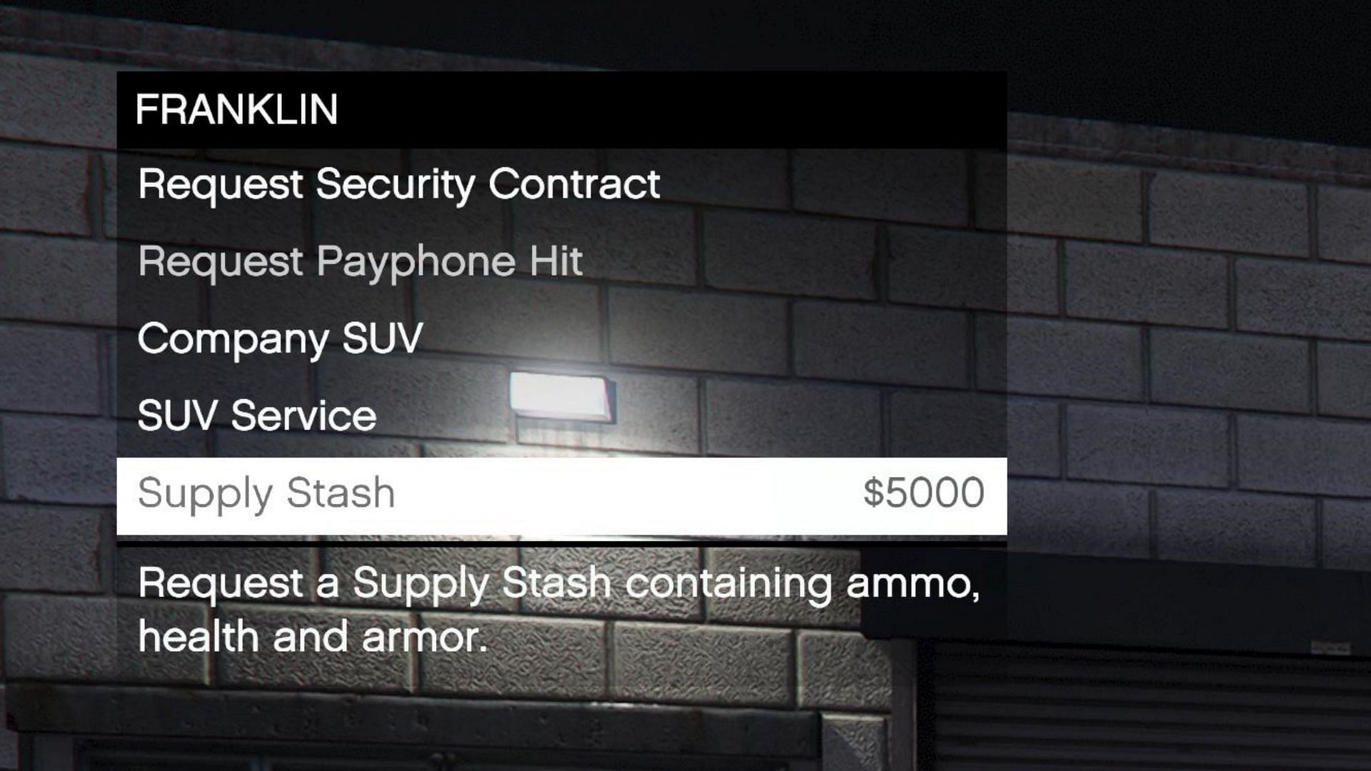 Call Franklin to see these options (Image via Rockstar Games)
