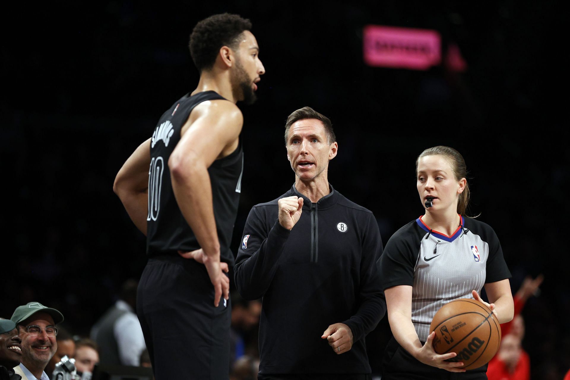 Ben Simmons (left) and Steve Nash of the Brooklyn Nets