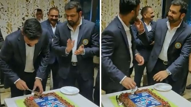 T20 World Cup 2022: [Watch] Rohit Sharma & Dinesh Karthik feed each other cake before Team India departs for Australia