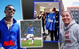 Watch: Molly McCann gifts Israel Adesanya Everton jersey autographed by Nigerian soccer star Alex Iwobi