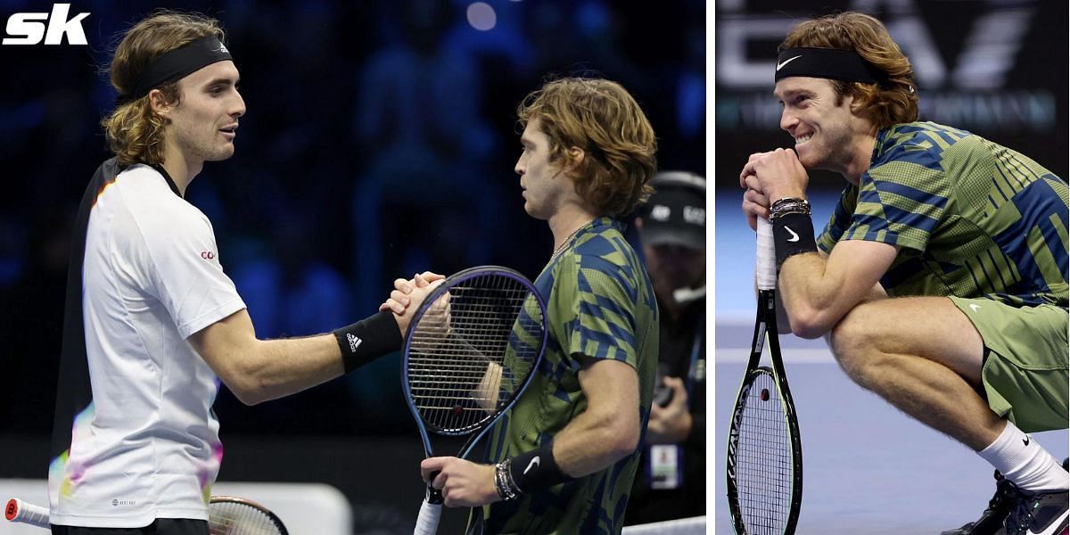 Andrey Rublev and Stefanos Tsitsipas at the 2022 ATP Finals.