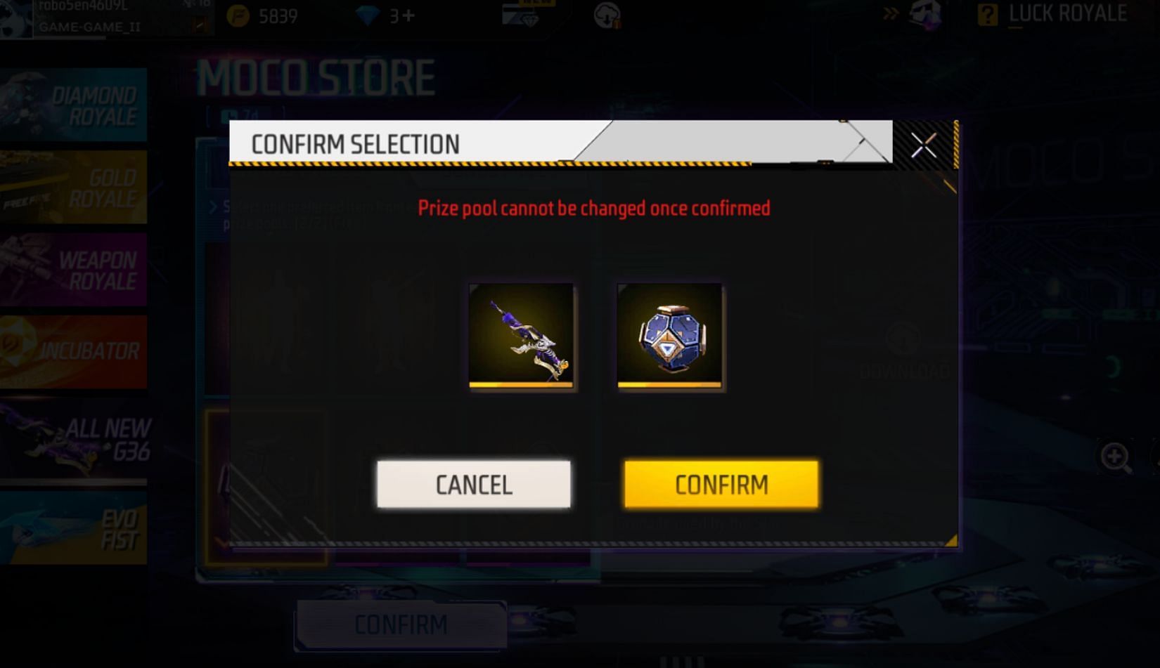 Confirm the selection (Image via Garena)