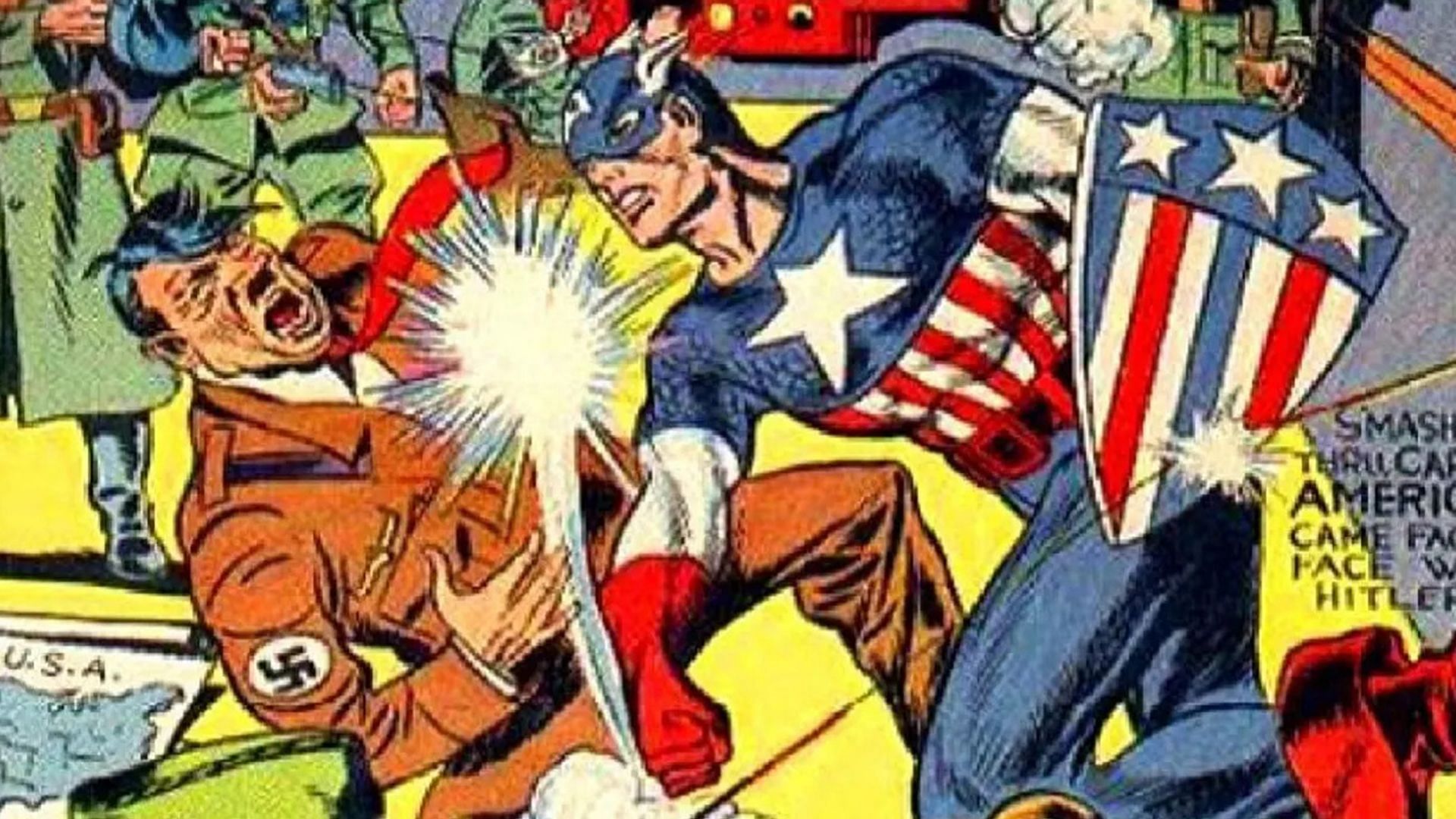 Captain America punching Hitler (Image via Marvel)
