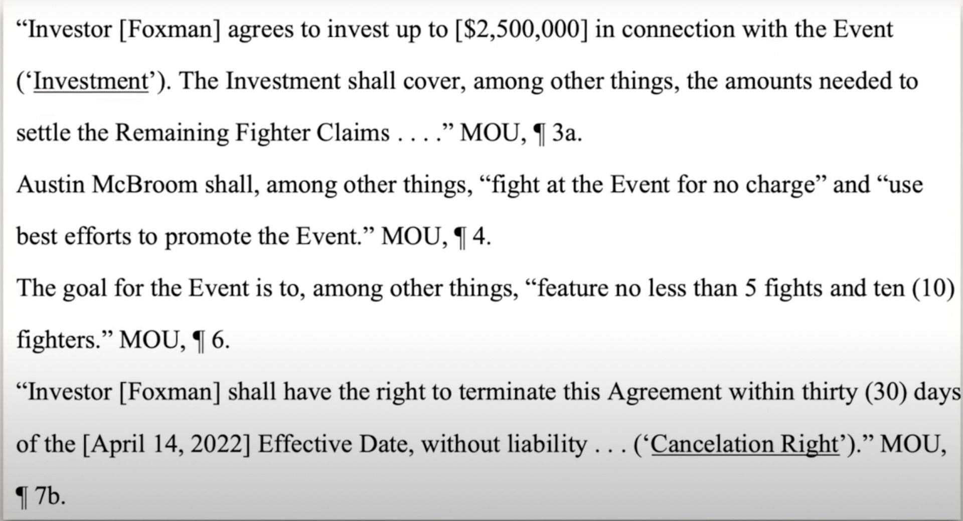 The contract between Ted and Austin mentions clauses like termination, and the latter not charging any fee. (Image via Twitter)