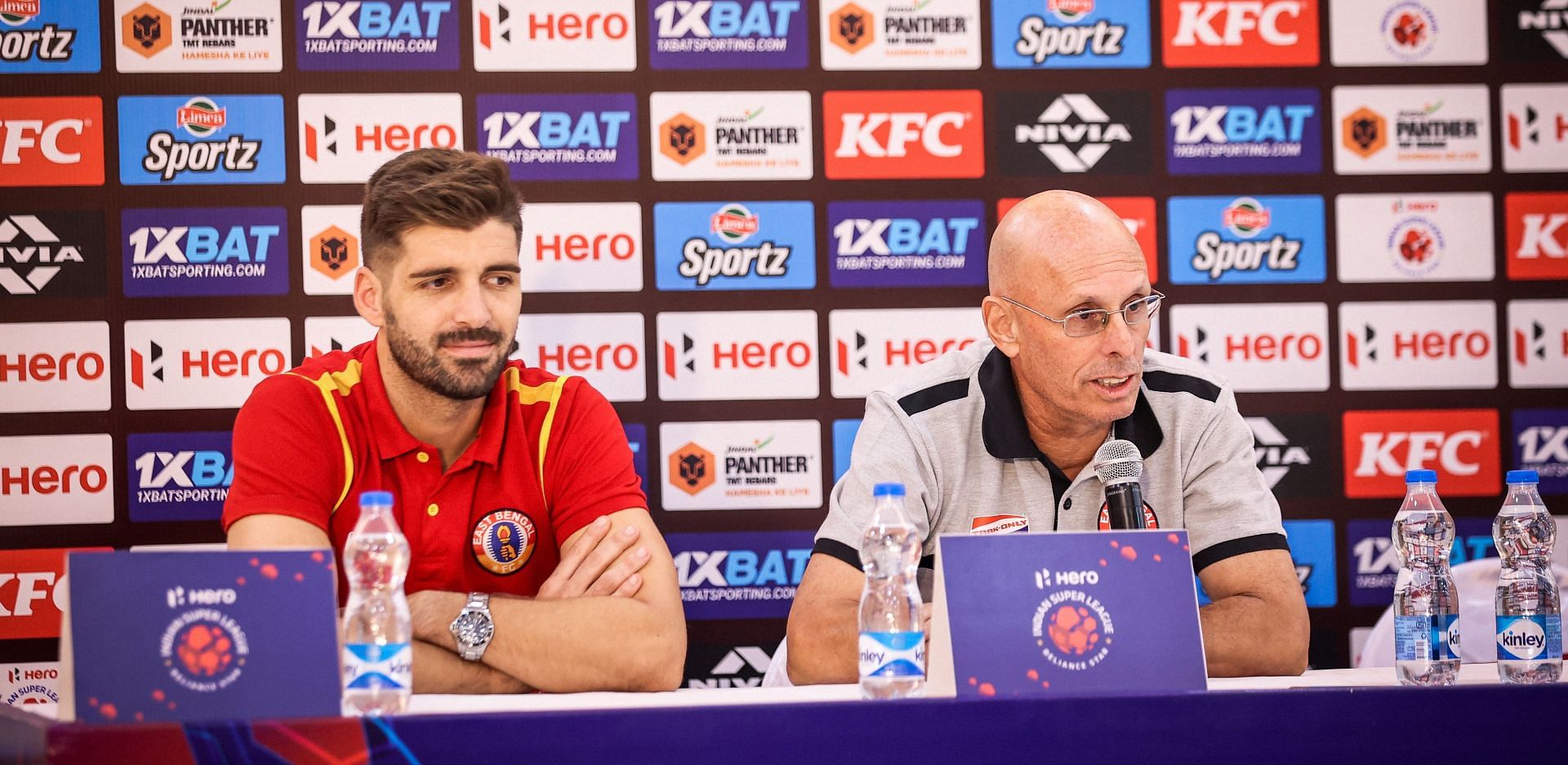 Stephen Constantine talking to the media ahead of East Bengal