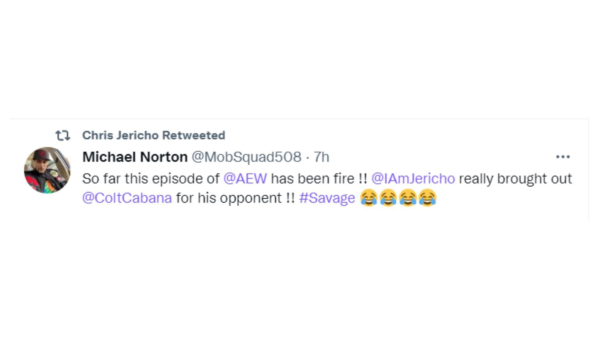 Chris Jericho retweeted an interesting post this week