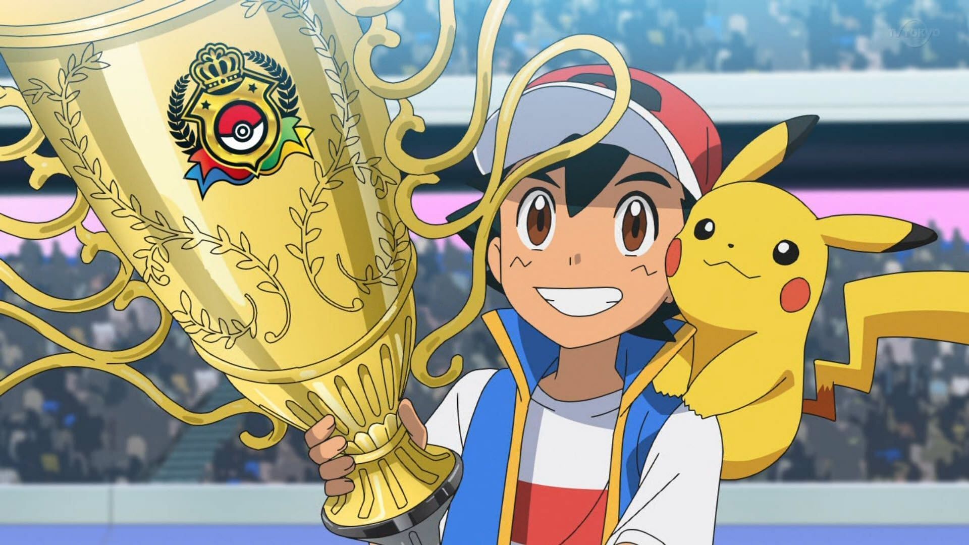 Ash becomes the Pokemon Champion in Pok&eacute;mon Journeys Episode 132 (Image via OLM)