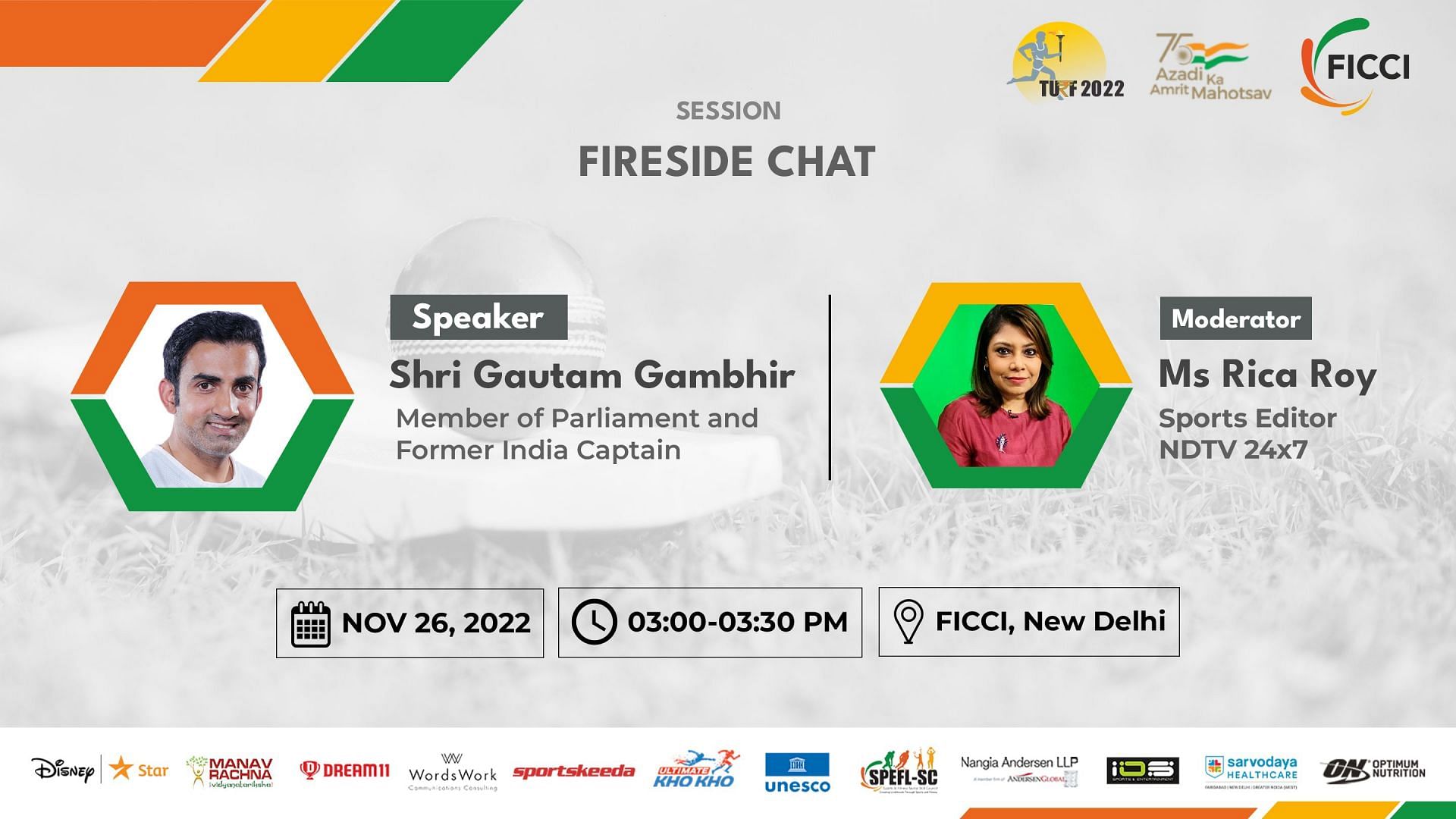 Session 4: Fireside Chat with Shri Gautam Gambhir (Image via FICCI TURF 2022)