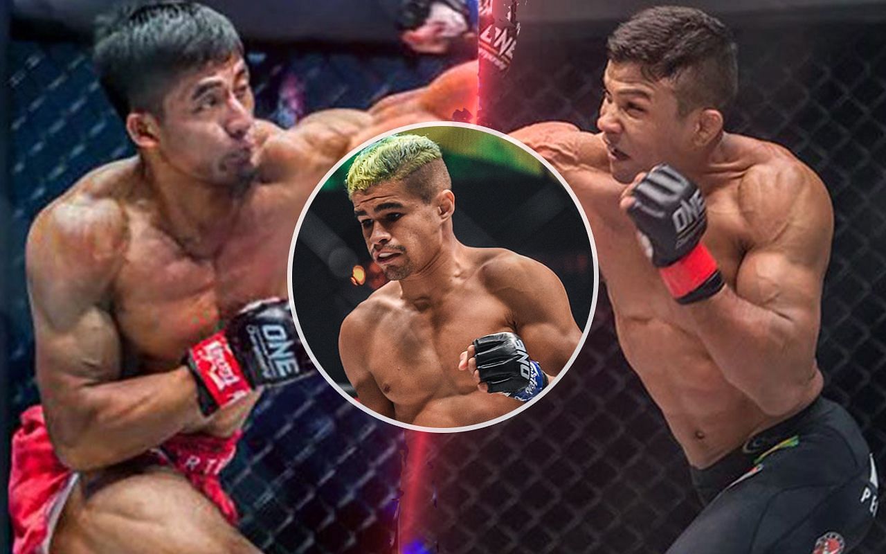 Fabricio Andrade (Center) gives a prediction for Fernandes (Left) vs Loman (Right)