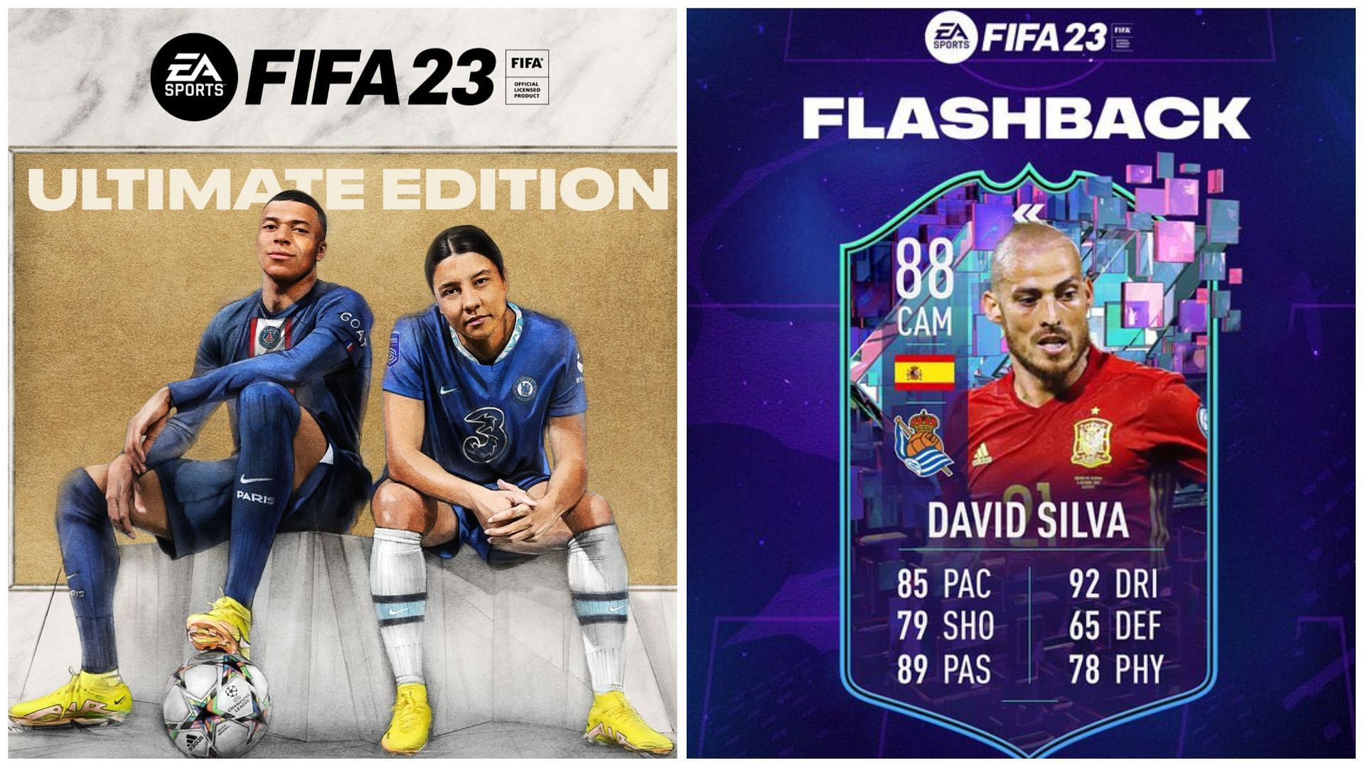 Flashback David Silva has been leaked (Images via EA Sports and Twitter/FUTArcade)