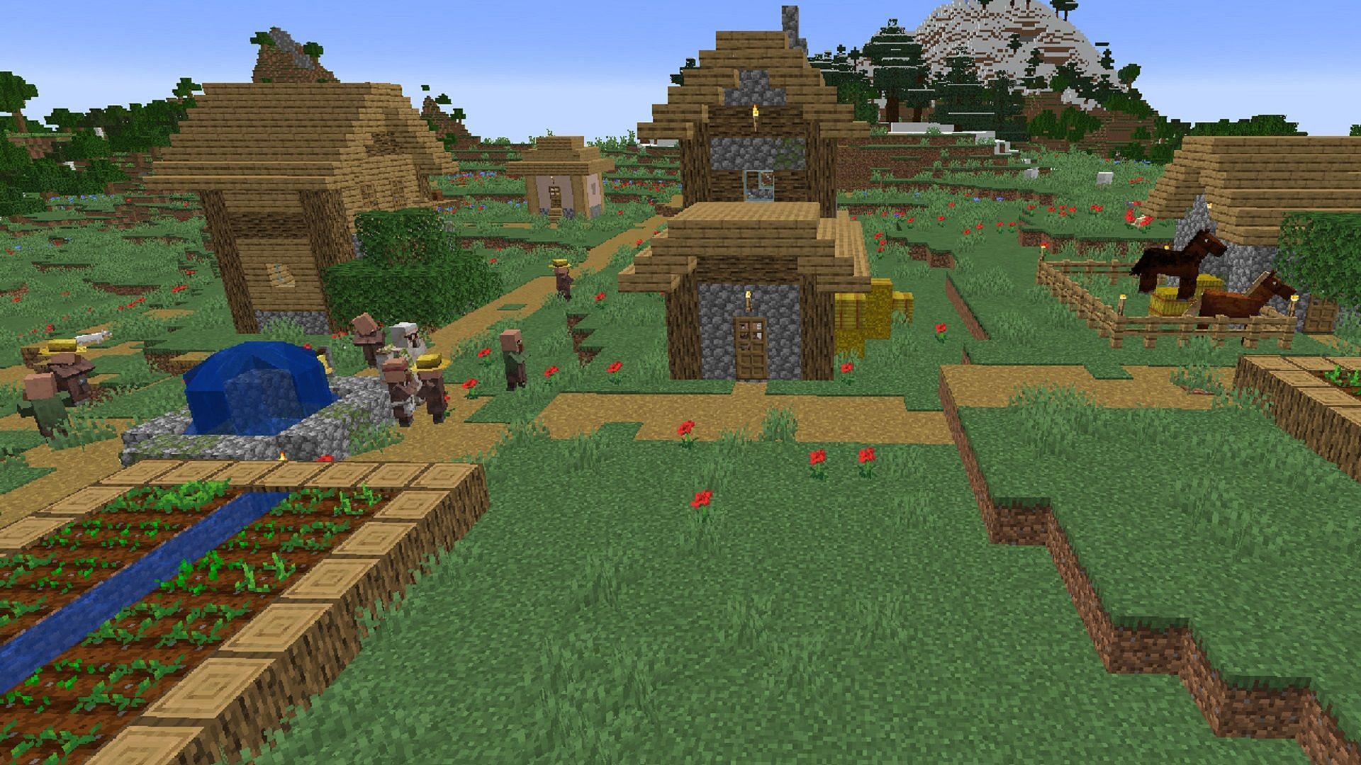 Villages are incredibly helpful for players starting out in new worlds (Image via Mojang)