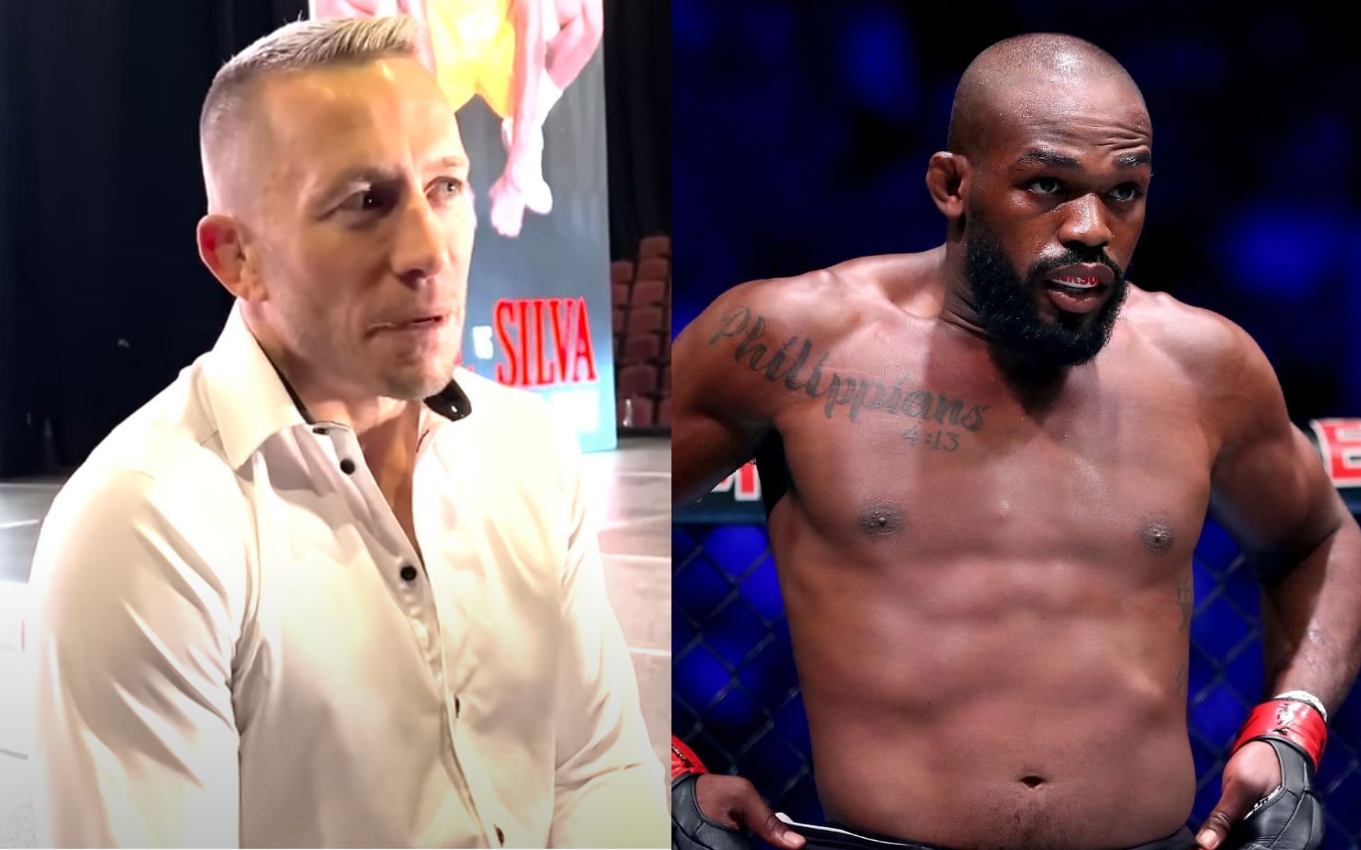 Georges St-Pierre (left), Jon Jones (right) [Images courtesy of MMAFightingonSBN on YouTube]