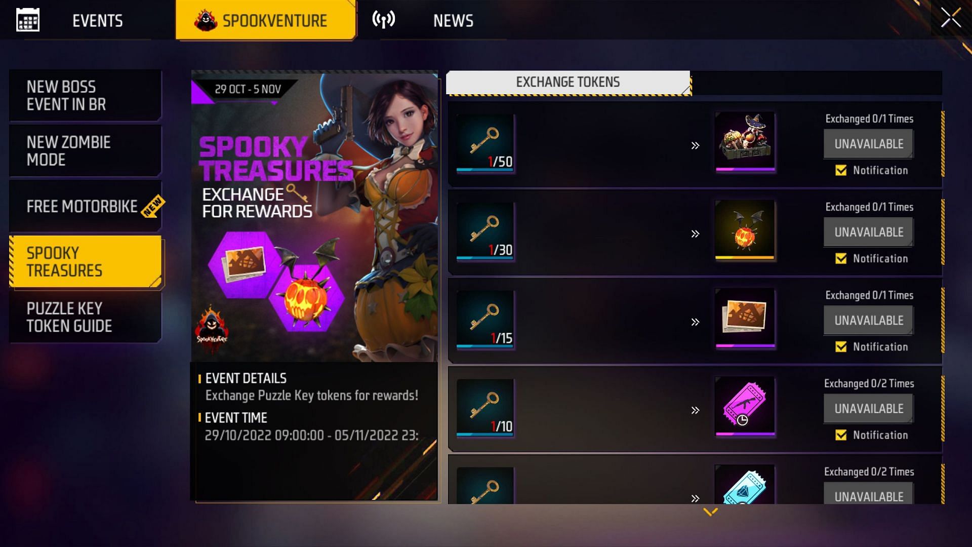 Spooky Treasure event in (Image via Garena)