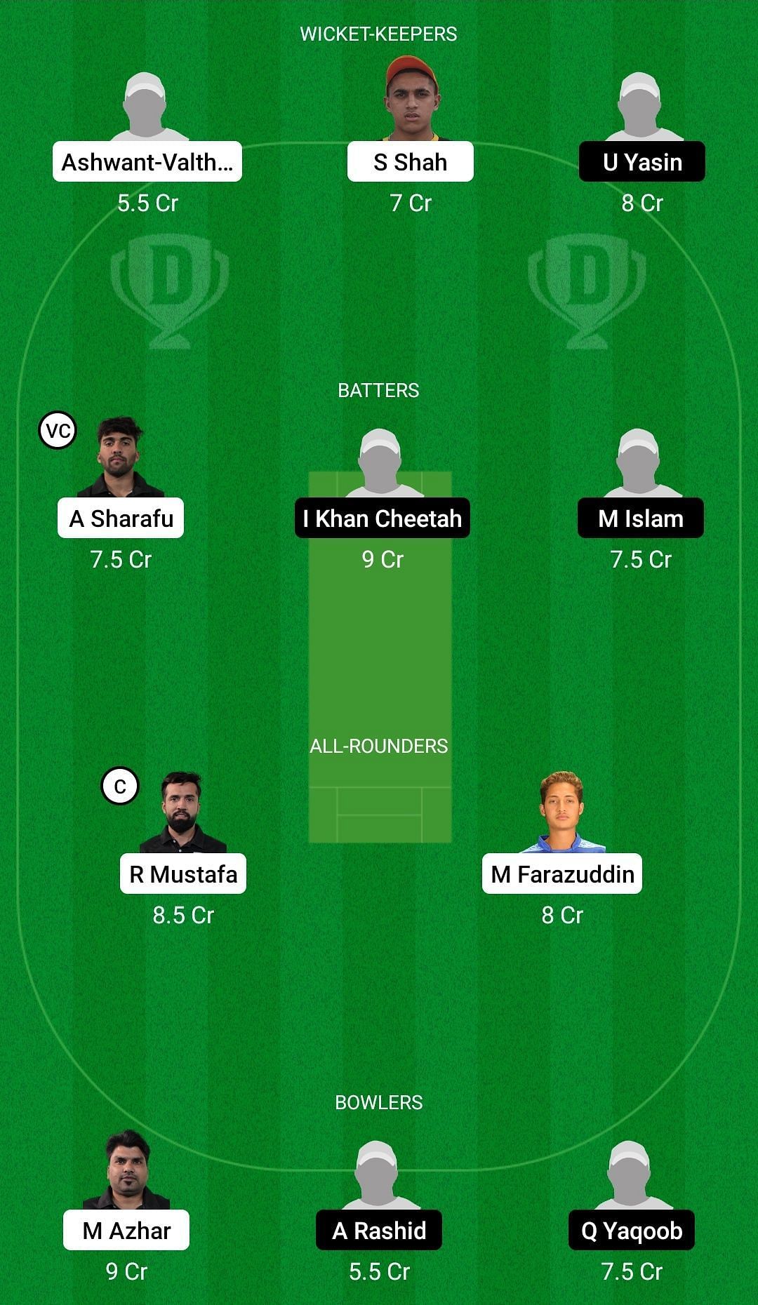 Dream11 Team for Future Mattress vs JVC Stallions - CBFS T-20 League 2022.