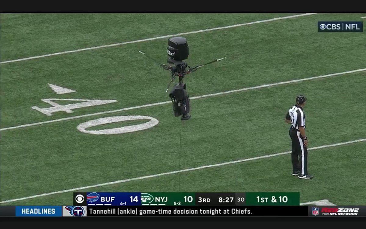 SkyCam wire snap causes delay during Jets vs. Bills game