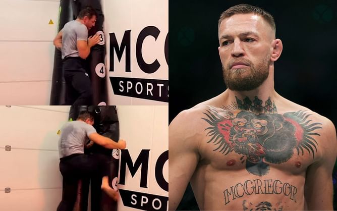 Watch: Conor McGregor trains his pressure tactics with punches and knees on the heavy bag