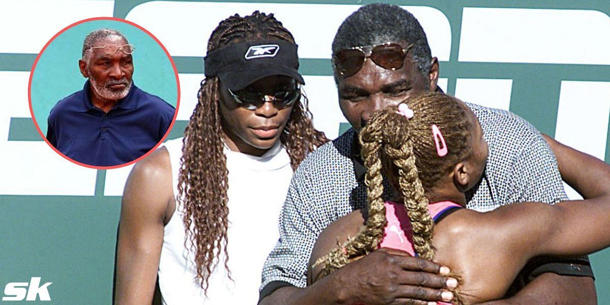 Richard and Venus Williams greet Serena Williams after her victory in the 2001 Indian Wells final.