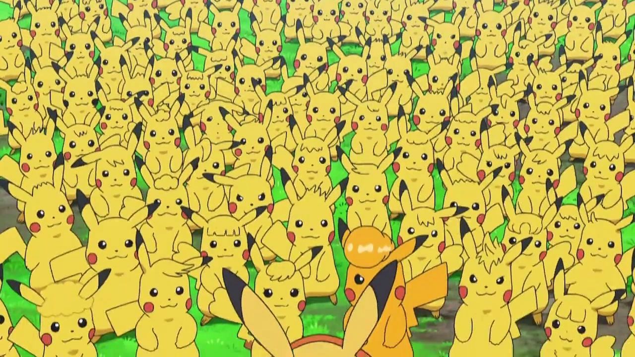 Multiple Pikachu as they appear in the anime (Image via The Pokemon Company)