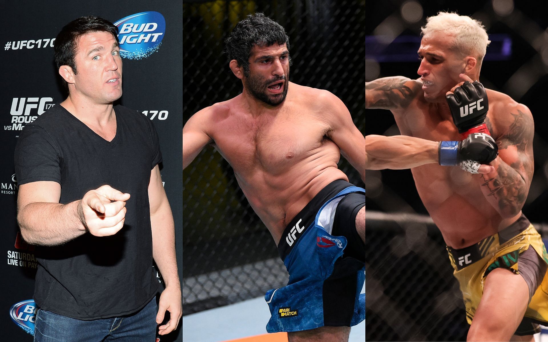 Chael Sonnen (Left), Beneil Dariush (Middle), and Charles Oliveira (Right)