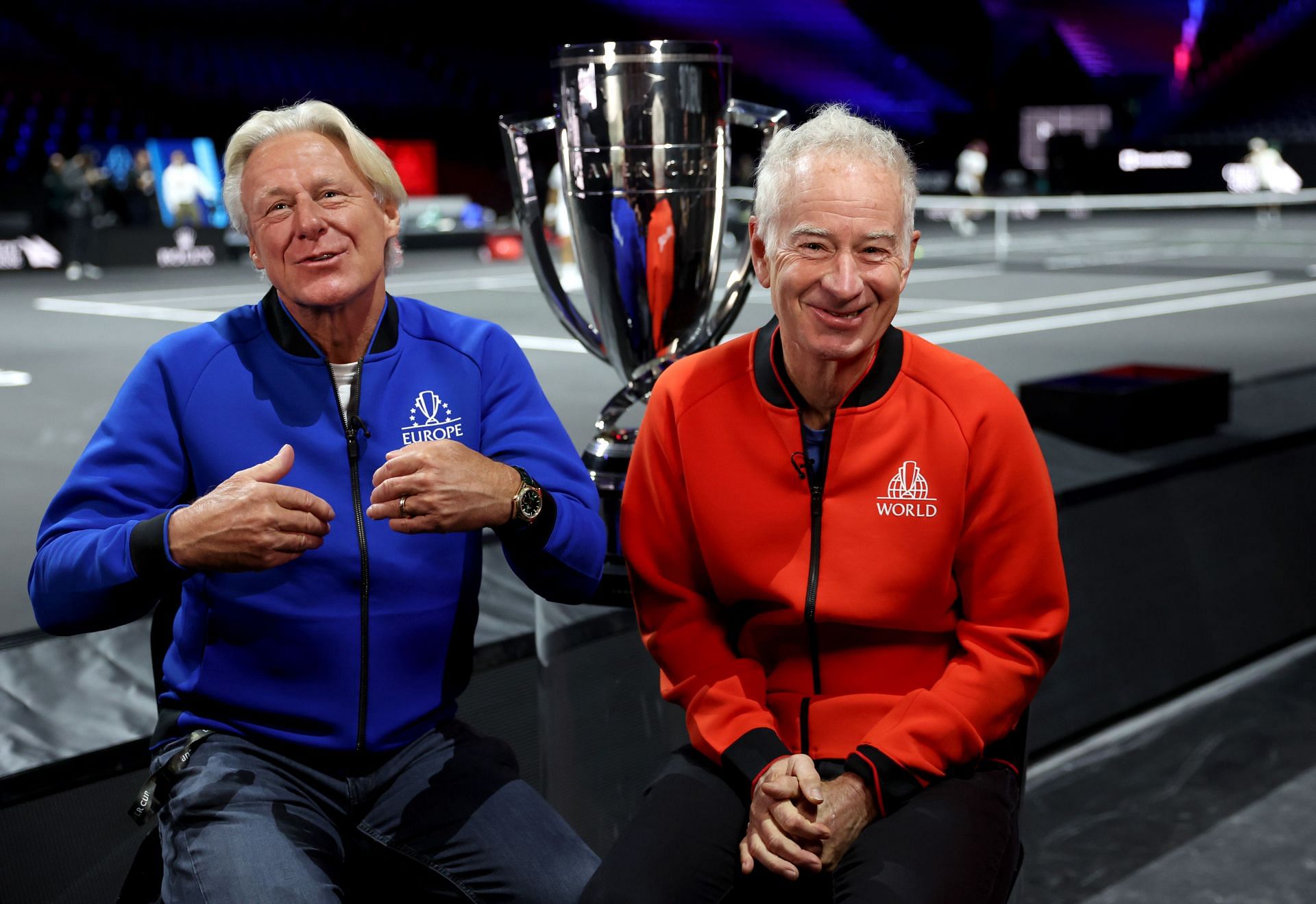 Bjorn Borg and John McEnroe at the 2022 Laver Cup