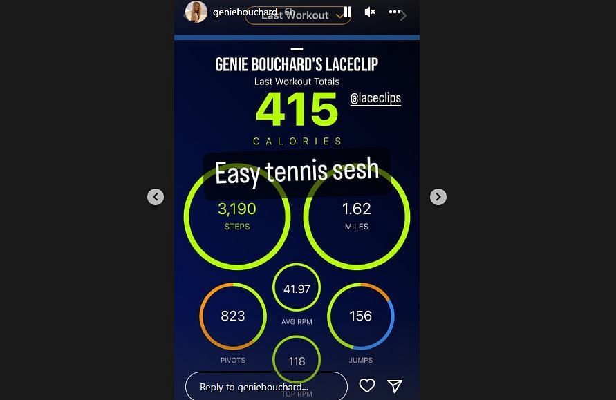 Eugenie Bouchard via Instagram stories.
