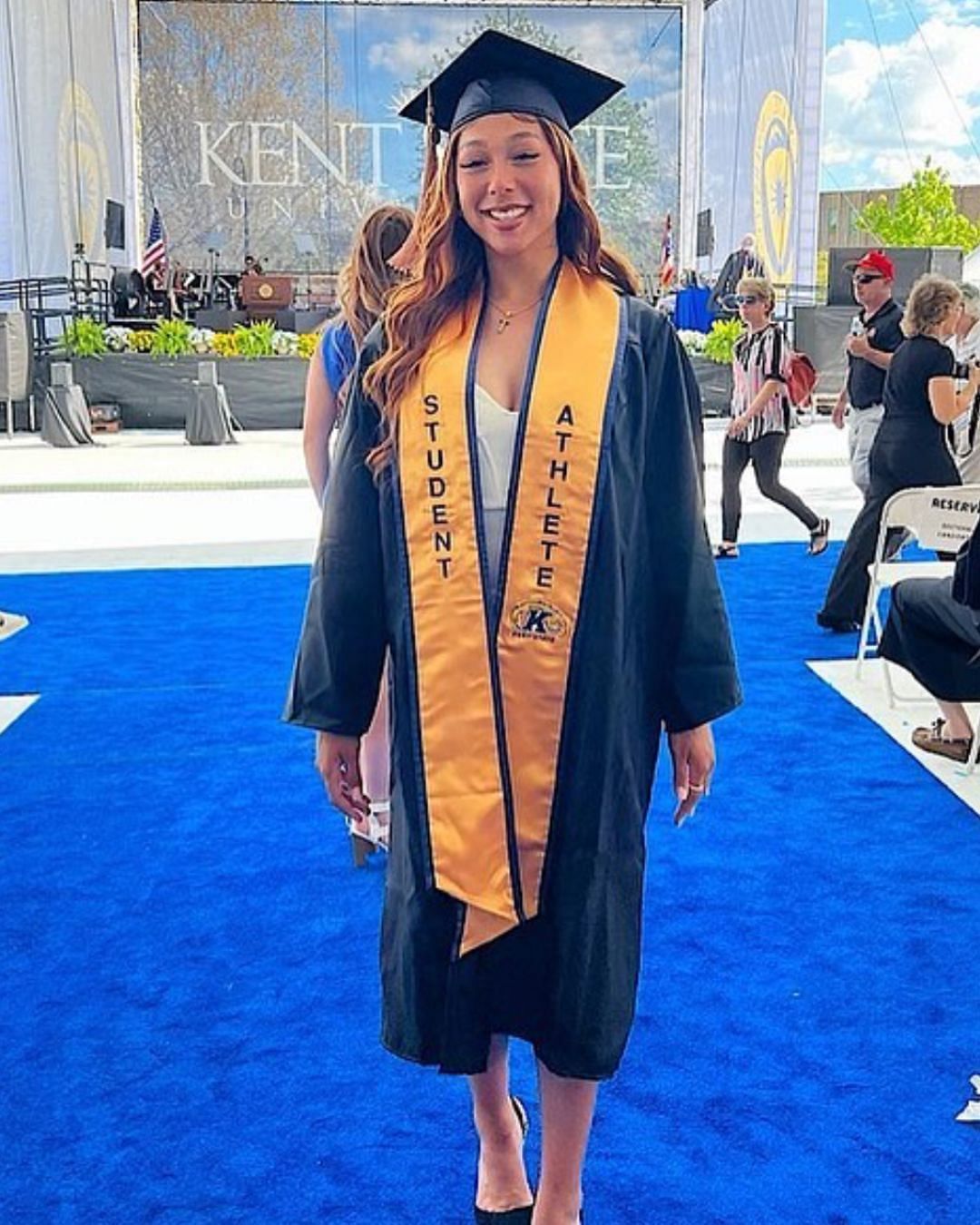 The Vikings WR&#039;s GF Tianna Harris graduating from Kent State. Source: Tianna Harris Instagram