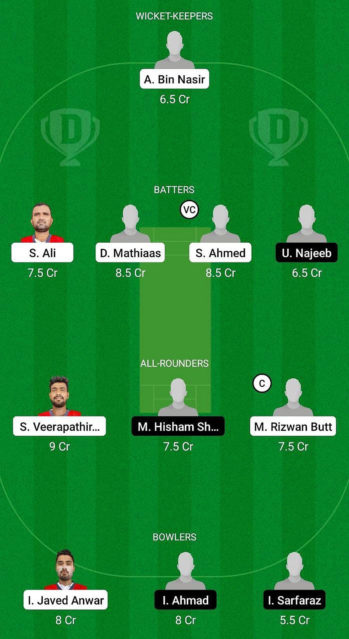 BAH vs SAU Fantasy Suggestion Team 1