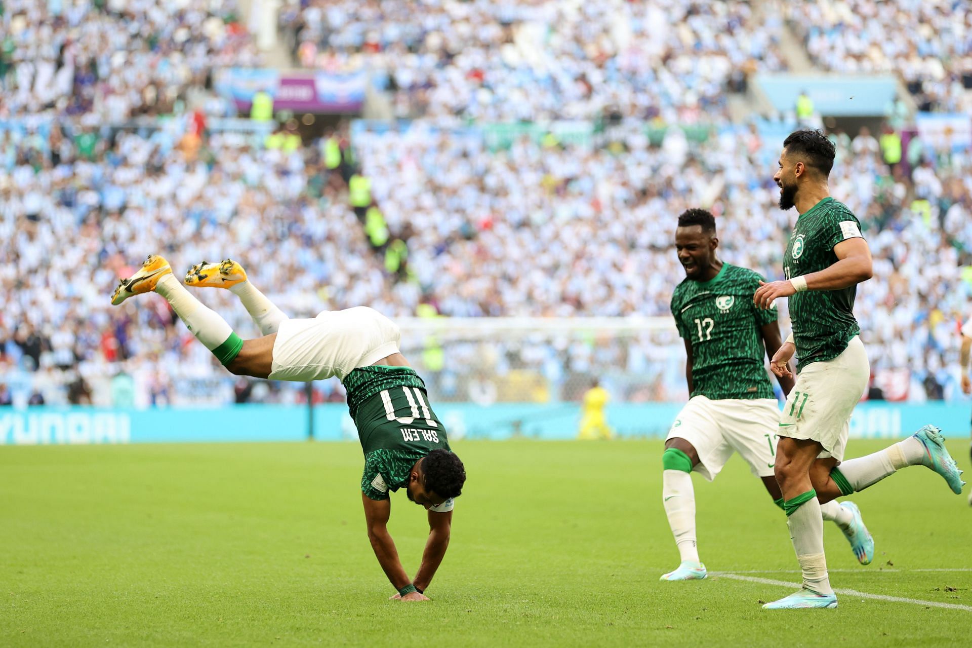 Al Dawsari (L) proved to be the matchwinner with a spectacular goal