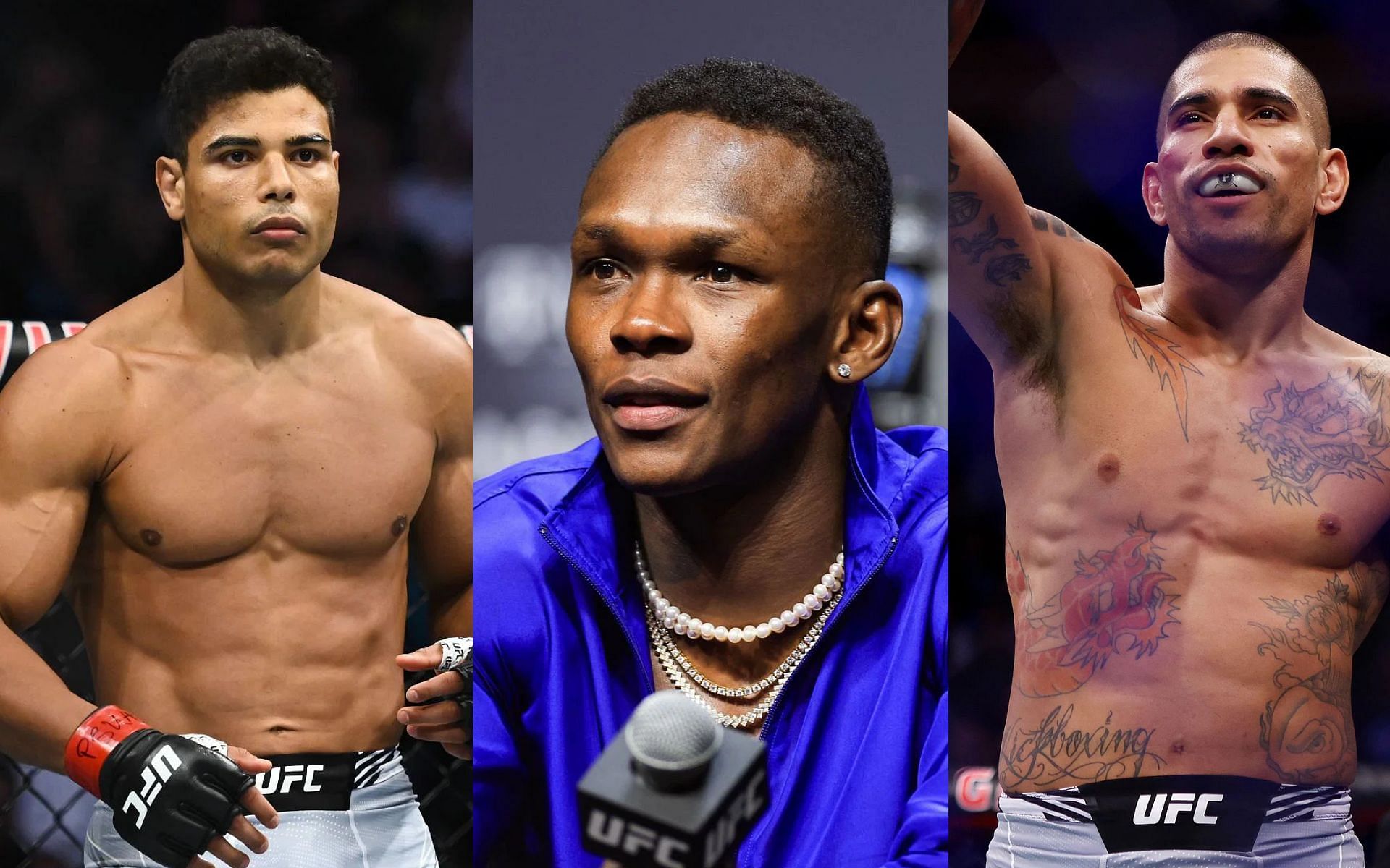 Paulo Costa (left), Israel Adesanya (middle) and Alex Pereira (right)