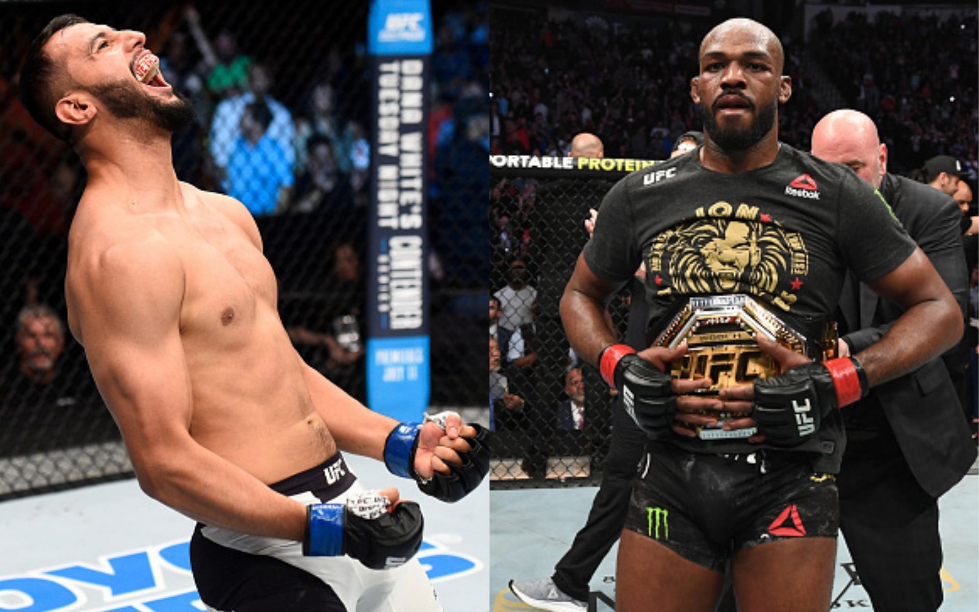 Dominick Reyes (left) and Jon Jones (right)(Images via Getty)