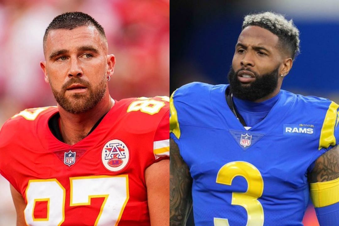 Chiefs TE Travis Kelce (l) and Free Agent WR Odell Beckham Jr. (r)