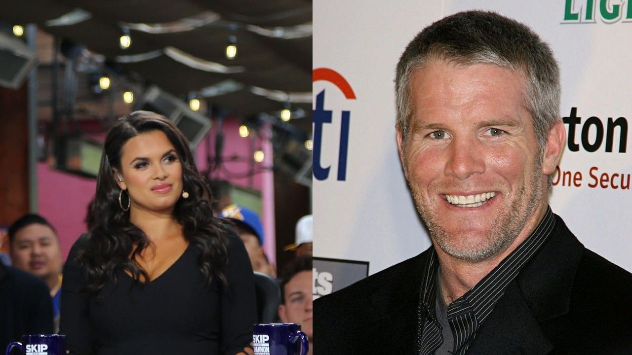 Joy Taylor (left) and  Brett Favre (right). 