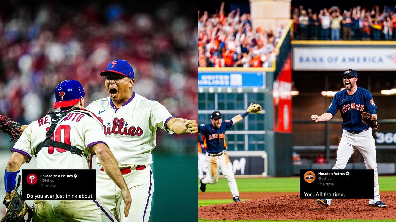 The teams went at it on social media (Images via Philles, Astros on Twitter)