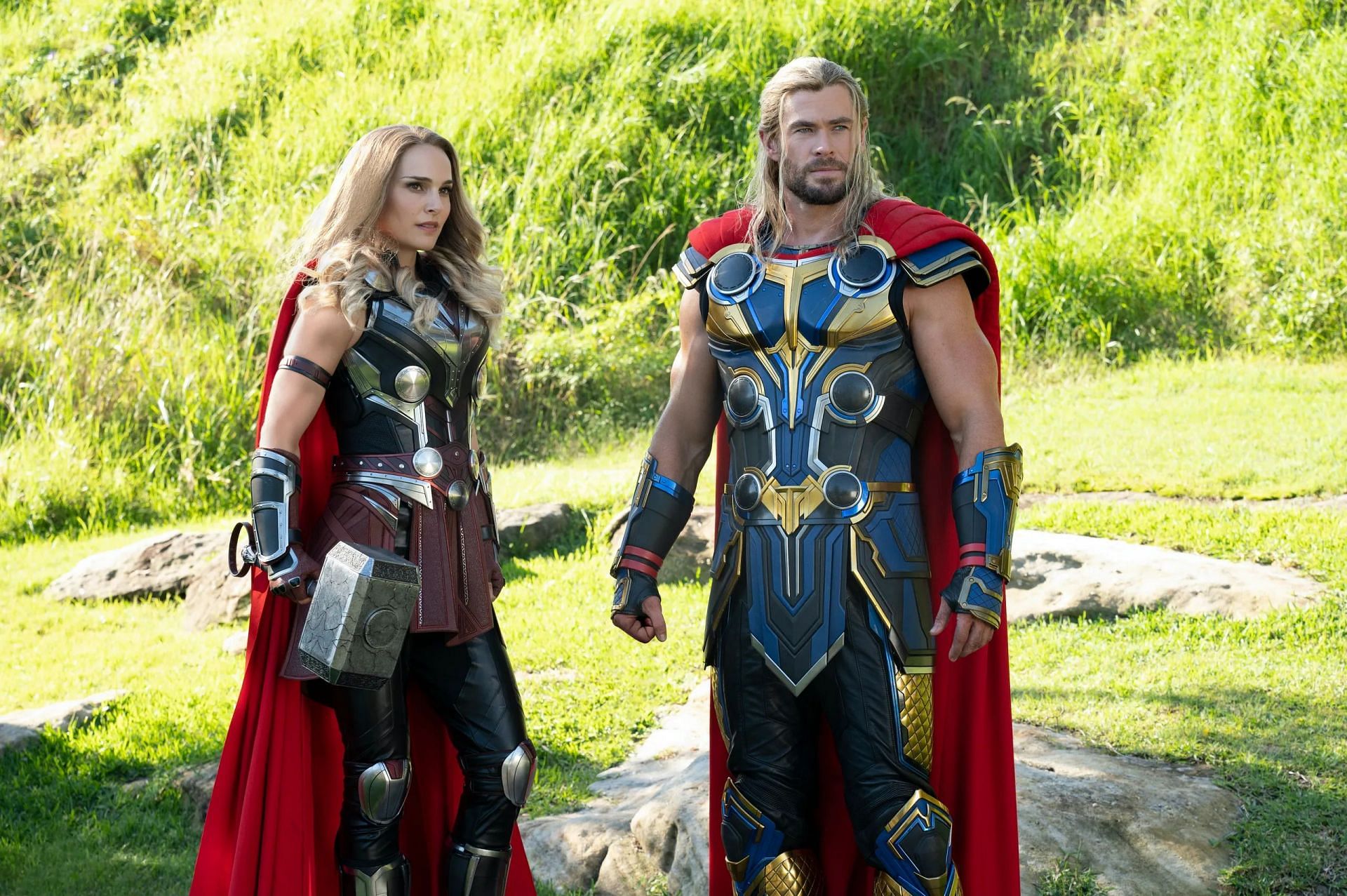 Chris Hemsworth and Natalie Portman in Thor: Love and Thunder (Image via Marvel)