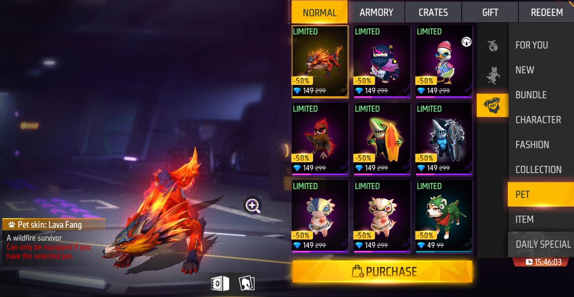 Some skins cost 149 diamonds (Image via Garena)