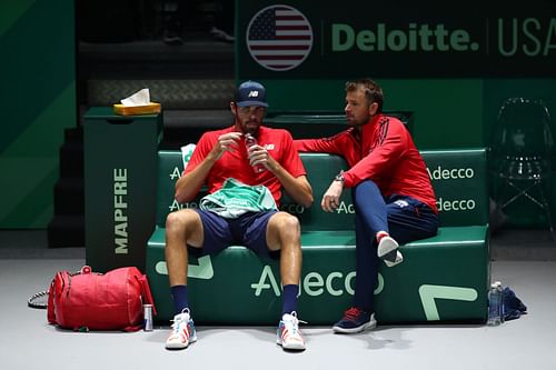 Mardy Fish with Reilly Opelka at the 2019 Davis Cup