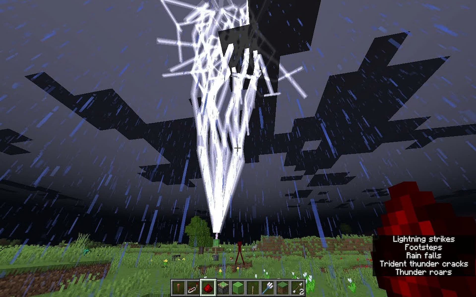 Lightning can be beautiful and dangerous in Minecraft (Image via YouTube/Gaseous Gon)