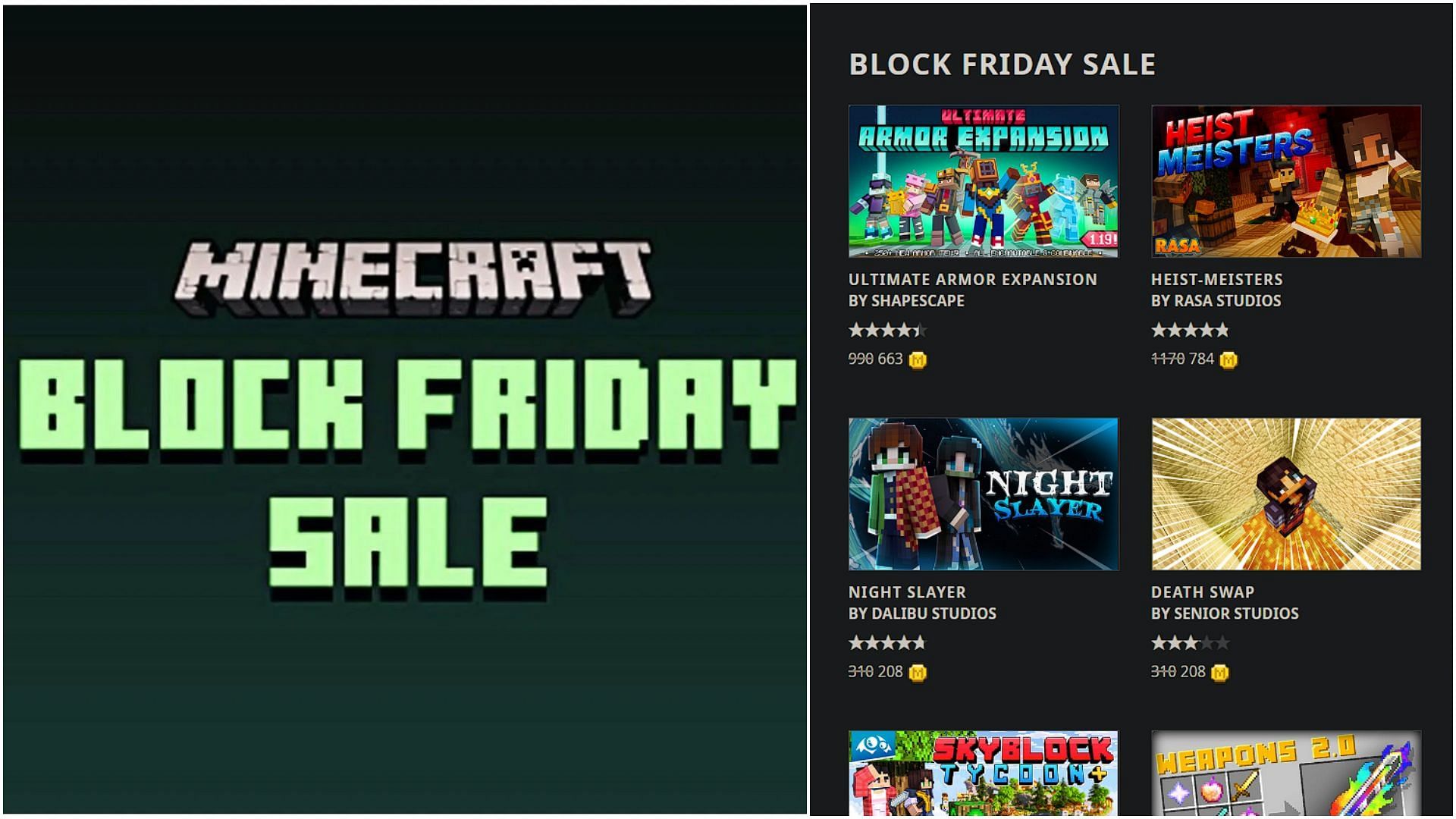 Several Minecraft content is discounted in the marketplace for this year