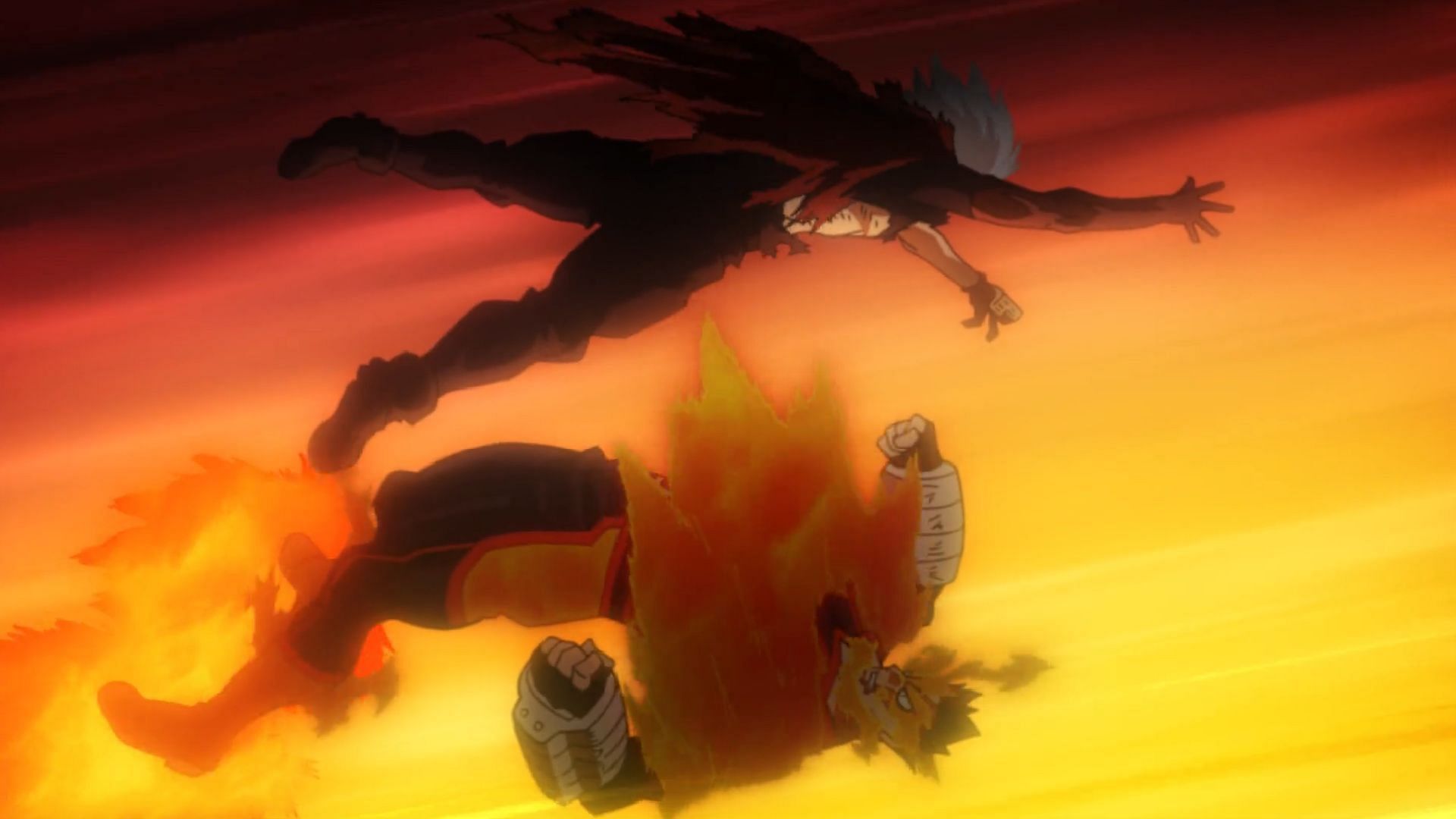 Endeavor fights Shigaraki (Image via Kohei Horikoshi/Studio Bones)