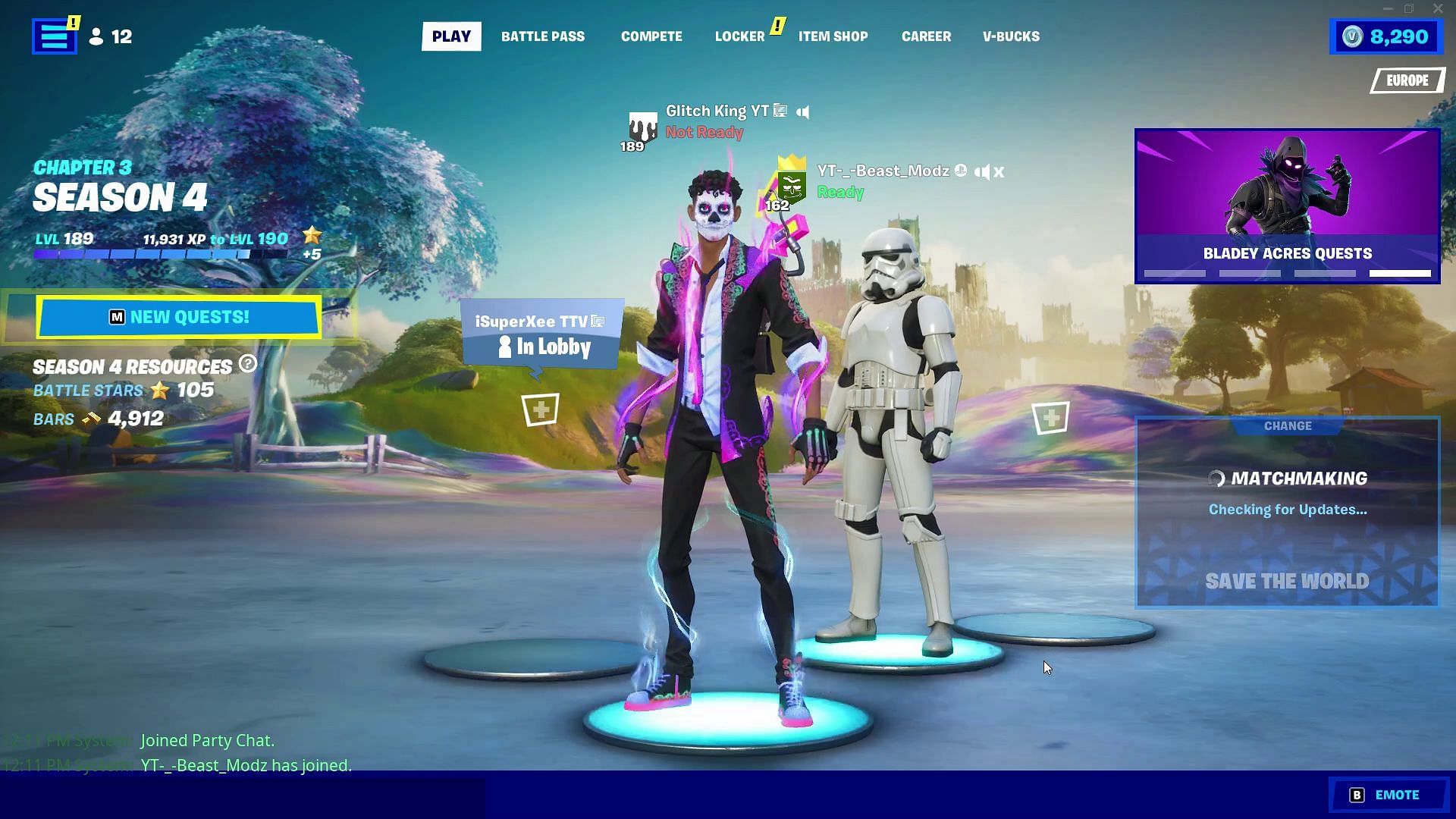 Load into Save the World lobby in Fortnite (Image via YouTube/GKI)