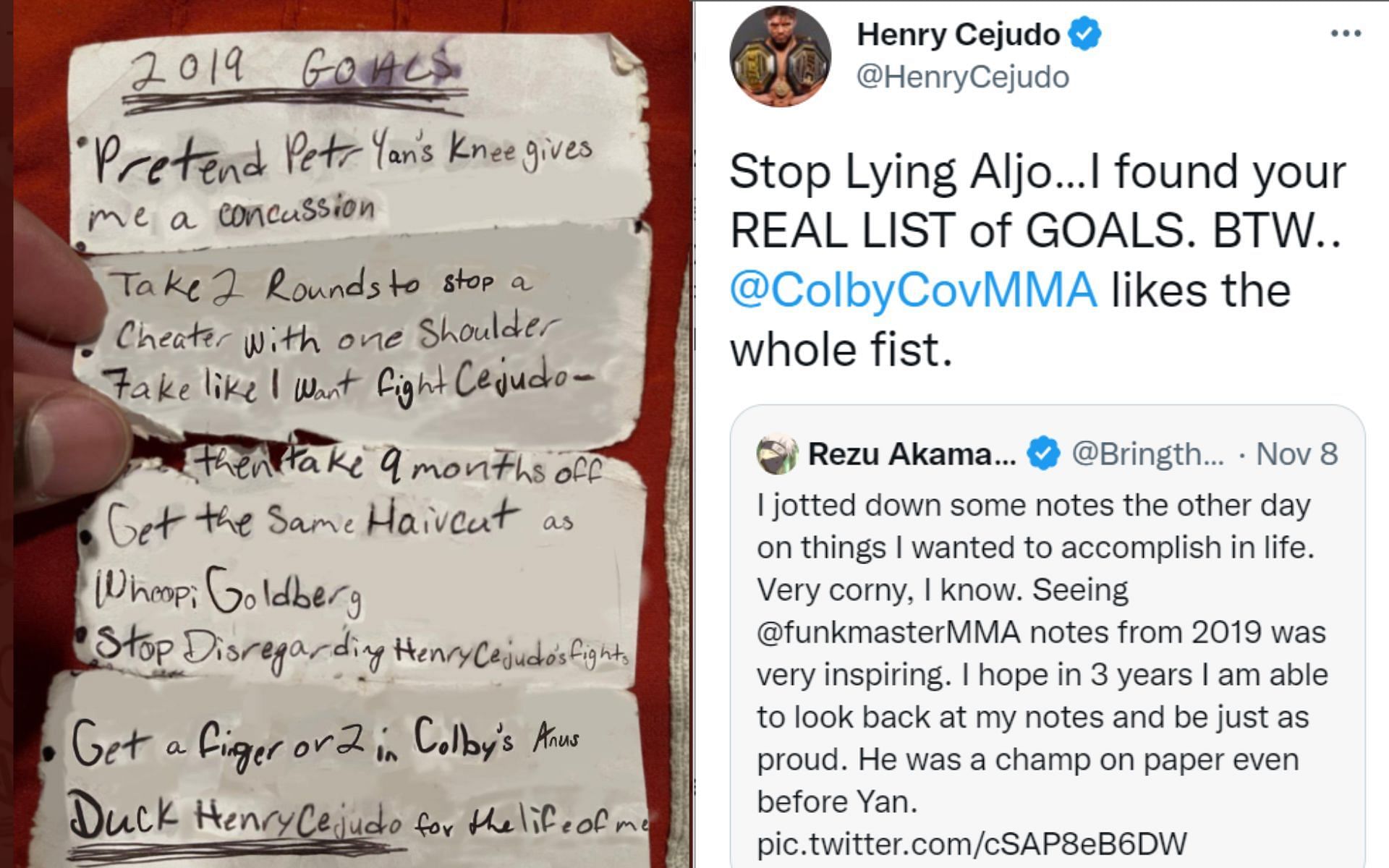 Screenshot of Henry Cejudo&#039;s tweet