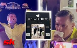 VIDEO: Conor McGregor seen at Black Forge Inn pop-up pub at Abu Dhabi GP with his belt, downing a glass of drink