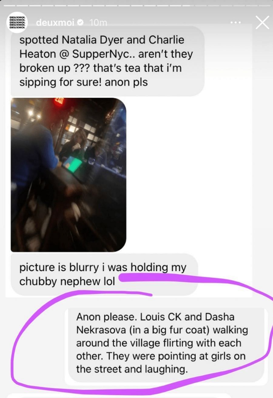 DeuxMoi posts blind item claiming that the duo were seen together (Image via Jezebirb/Twitter)