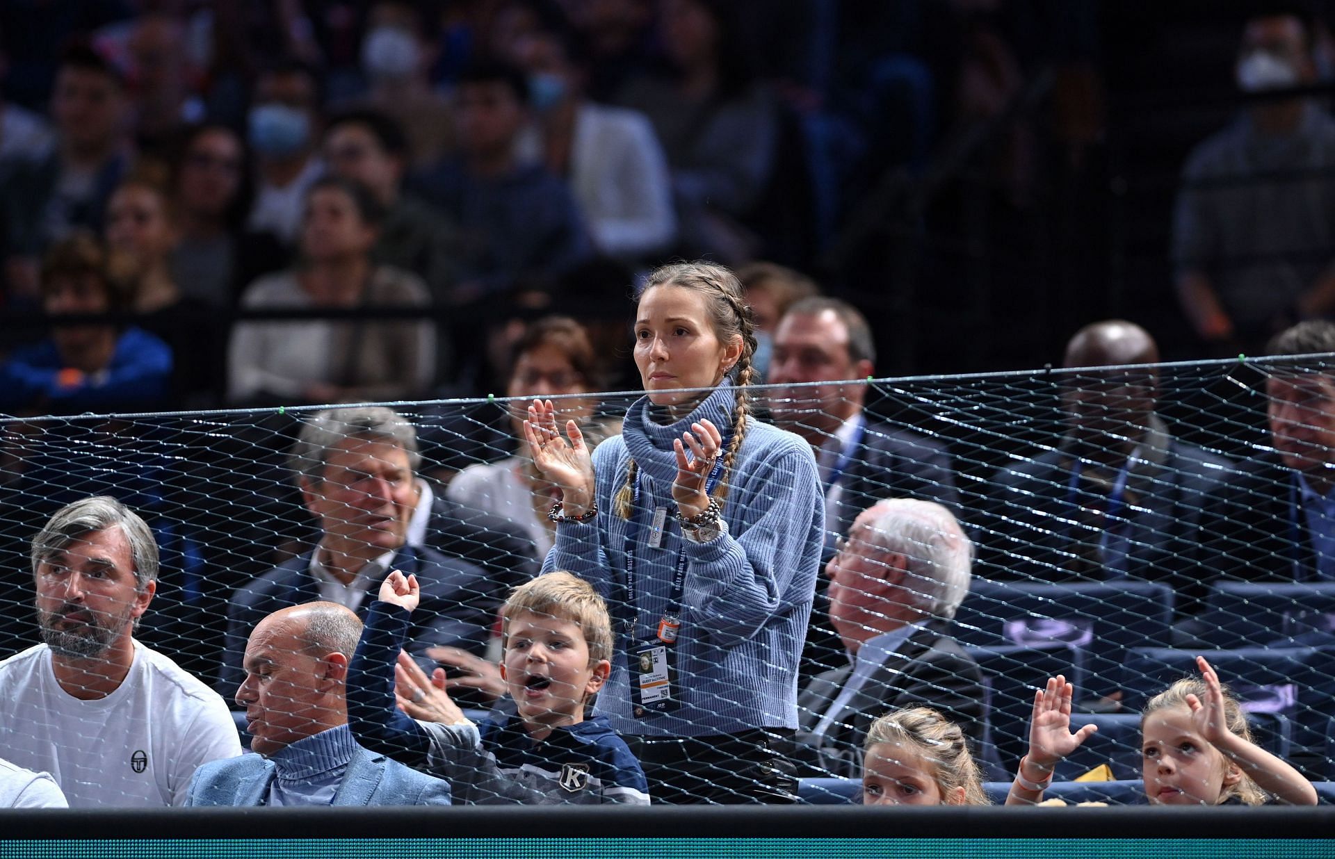 Jelena and Stefan Djokovic cheer the 21-time Grand Slam champion