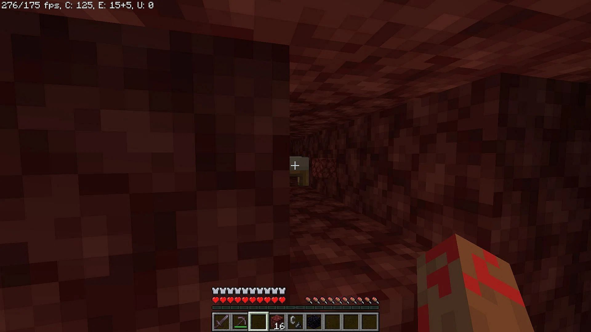 Place the bed five blocks away from yourself and hide behind the row of blocks before the explosion (Image via Mojang)