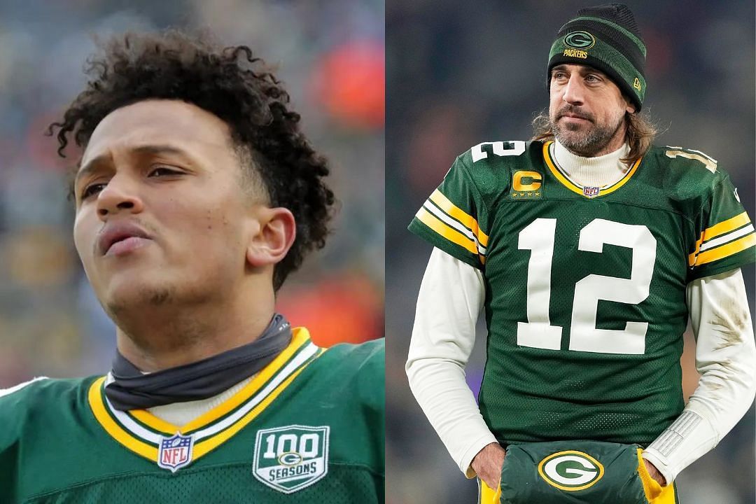 Former Packers backup QB DeShone Kizer (l) and Packers QB Aaron Rodgers (r)