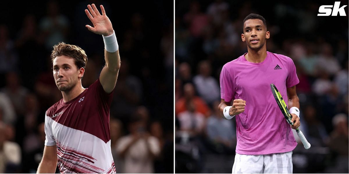 Casper Ruud (L) and Felix Auger-Aliassime.