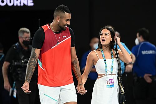 Nick Kyrgios pictured with his girlfriend.